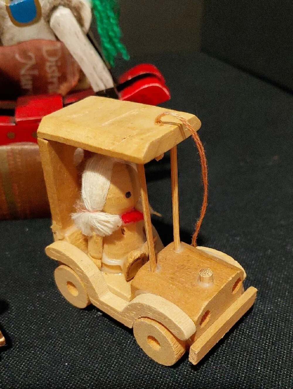 VINTAGE  Wooden KITSCH Christmas Ornaments, set of 7